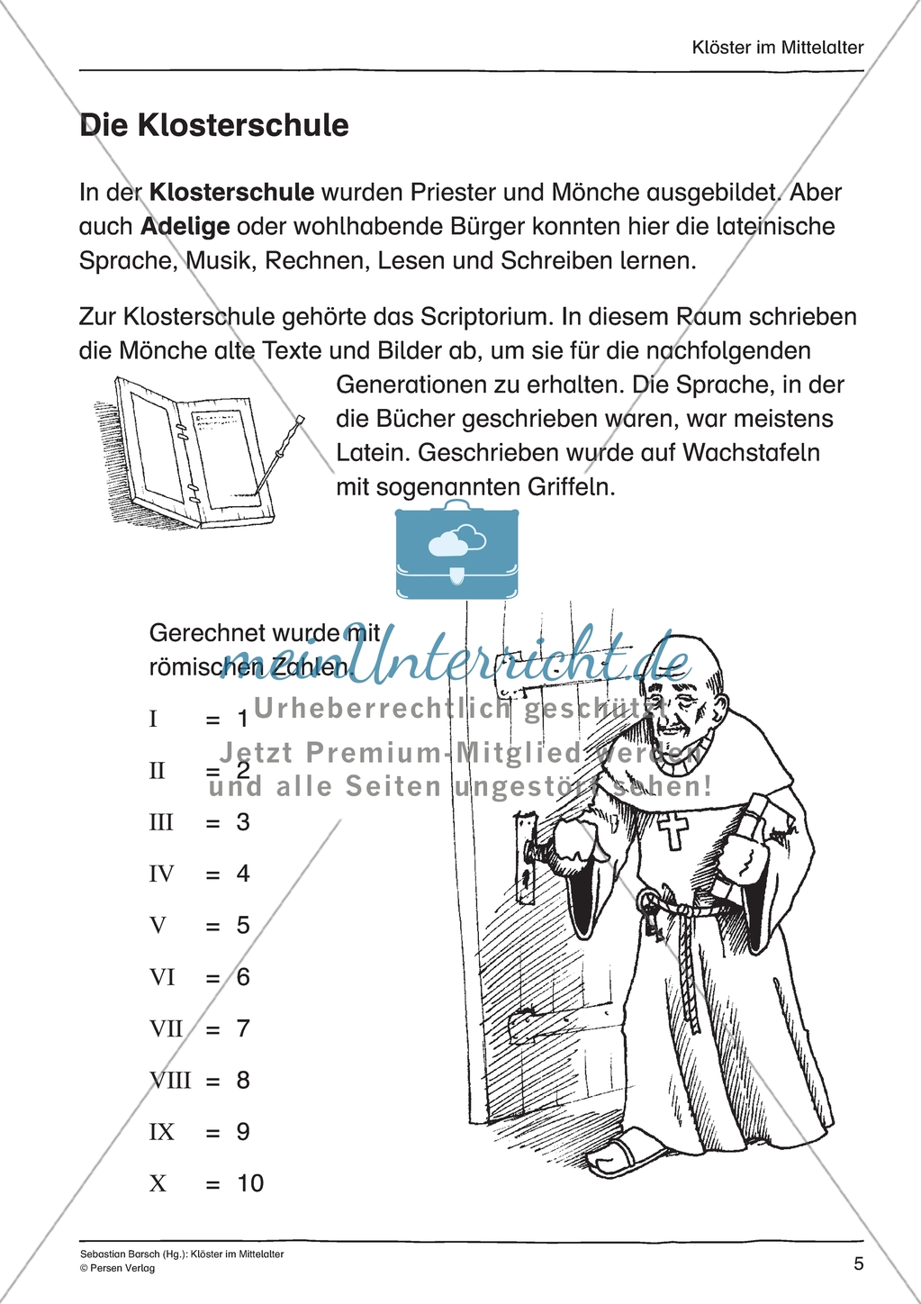 Kloster im Mittelalter: Unterrichtseinheit Preview 5