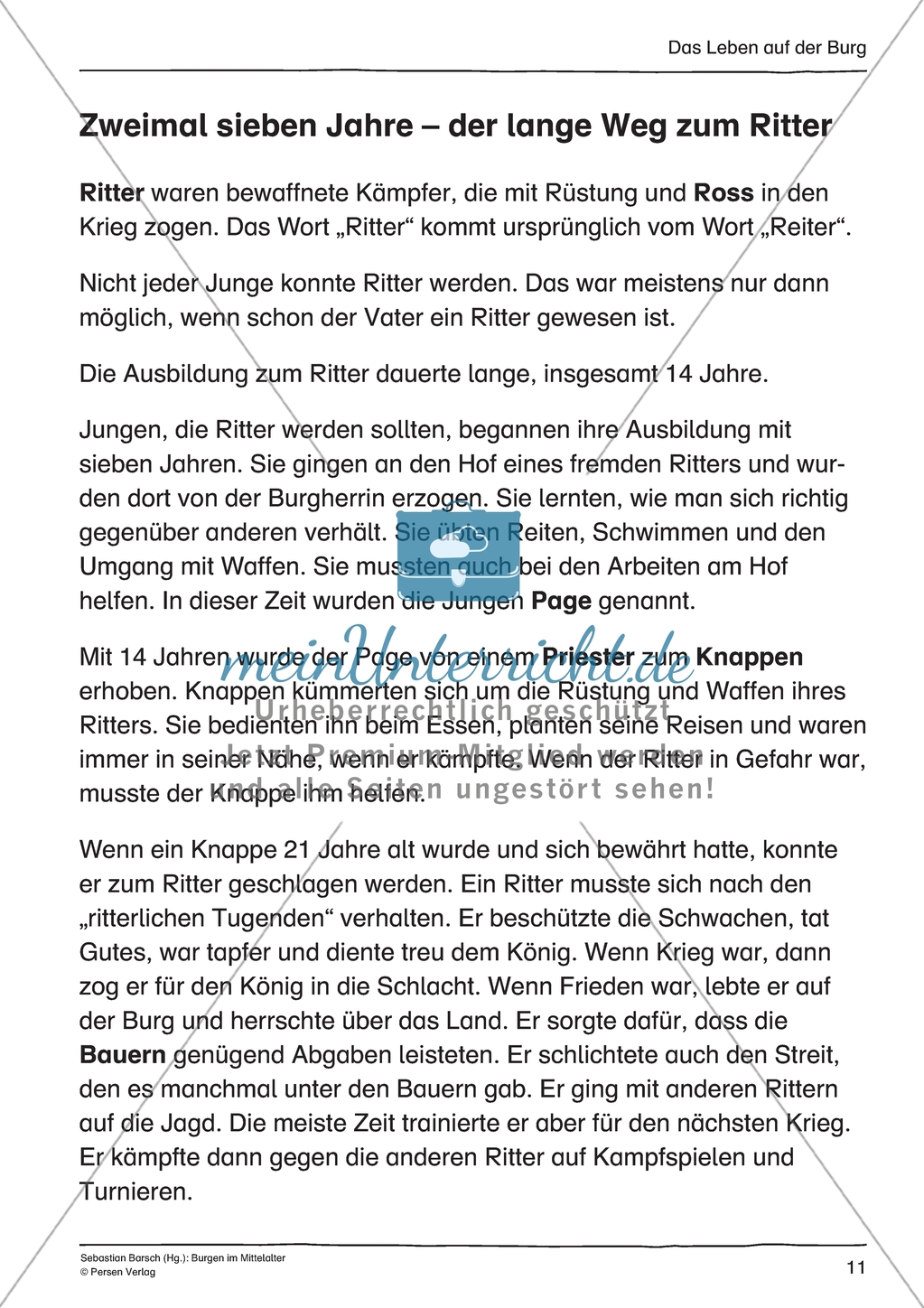 Burgen im Mittelalter: Unterrichtseinheit Preview 11