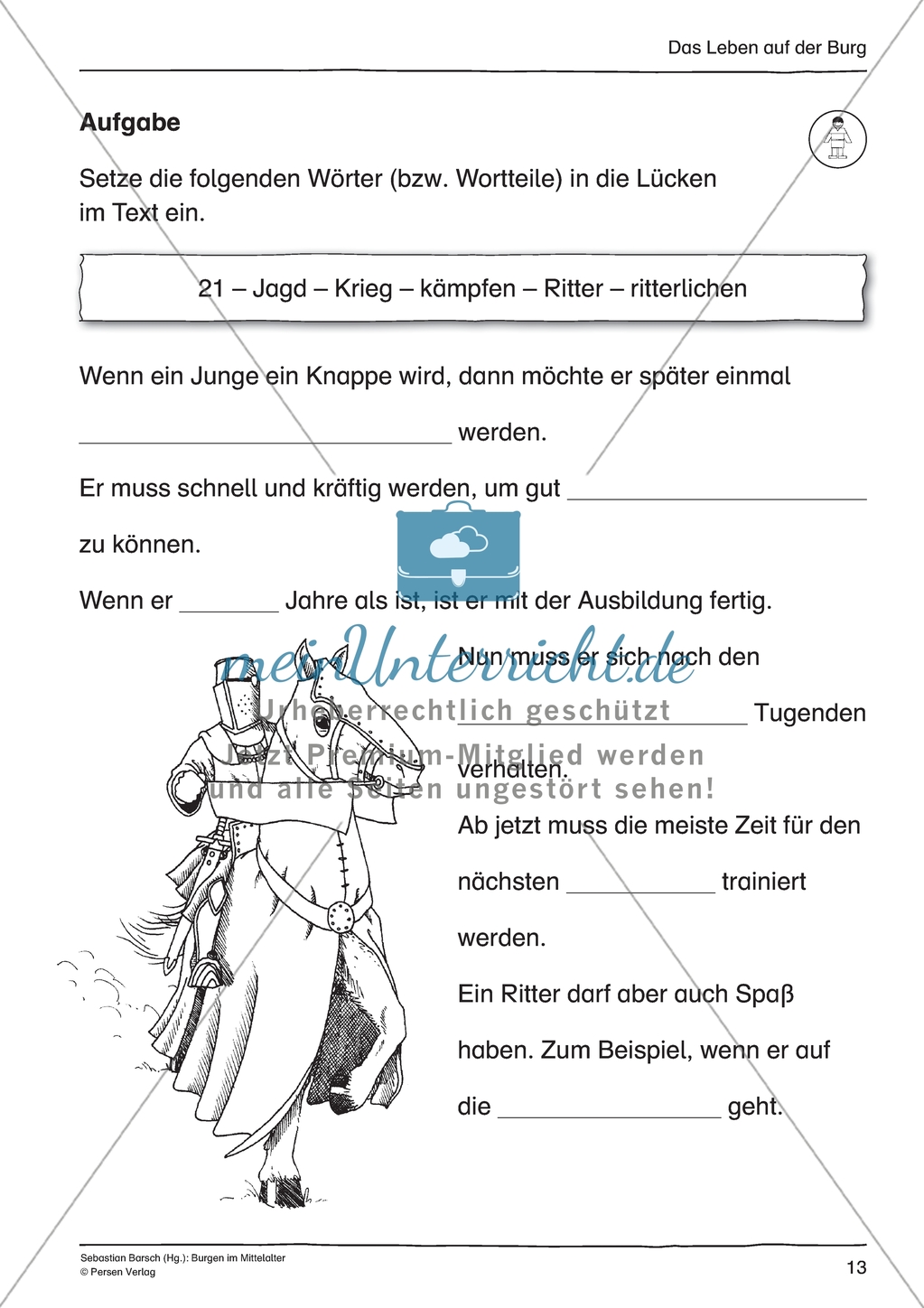 Burgen im Mittelalter: Unterrichtseinheit Preview 13