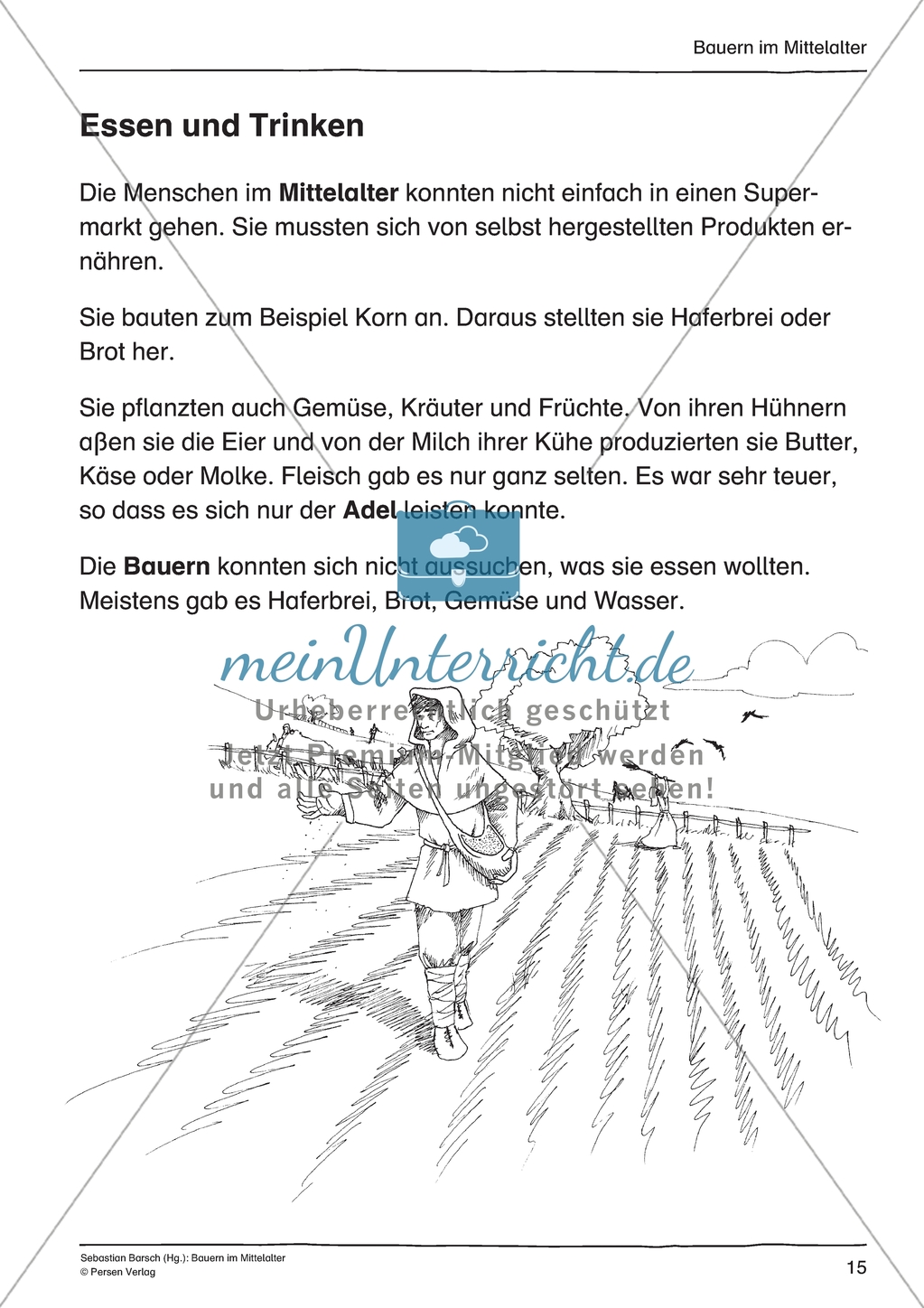 Essen und Trinken im Mittelalter und heute: Arbeitsmaterial mit Lösung Preview 1