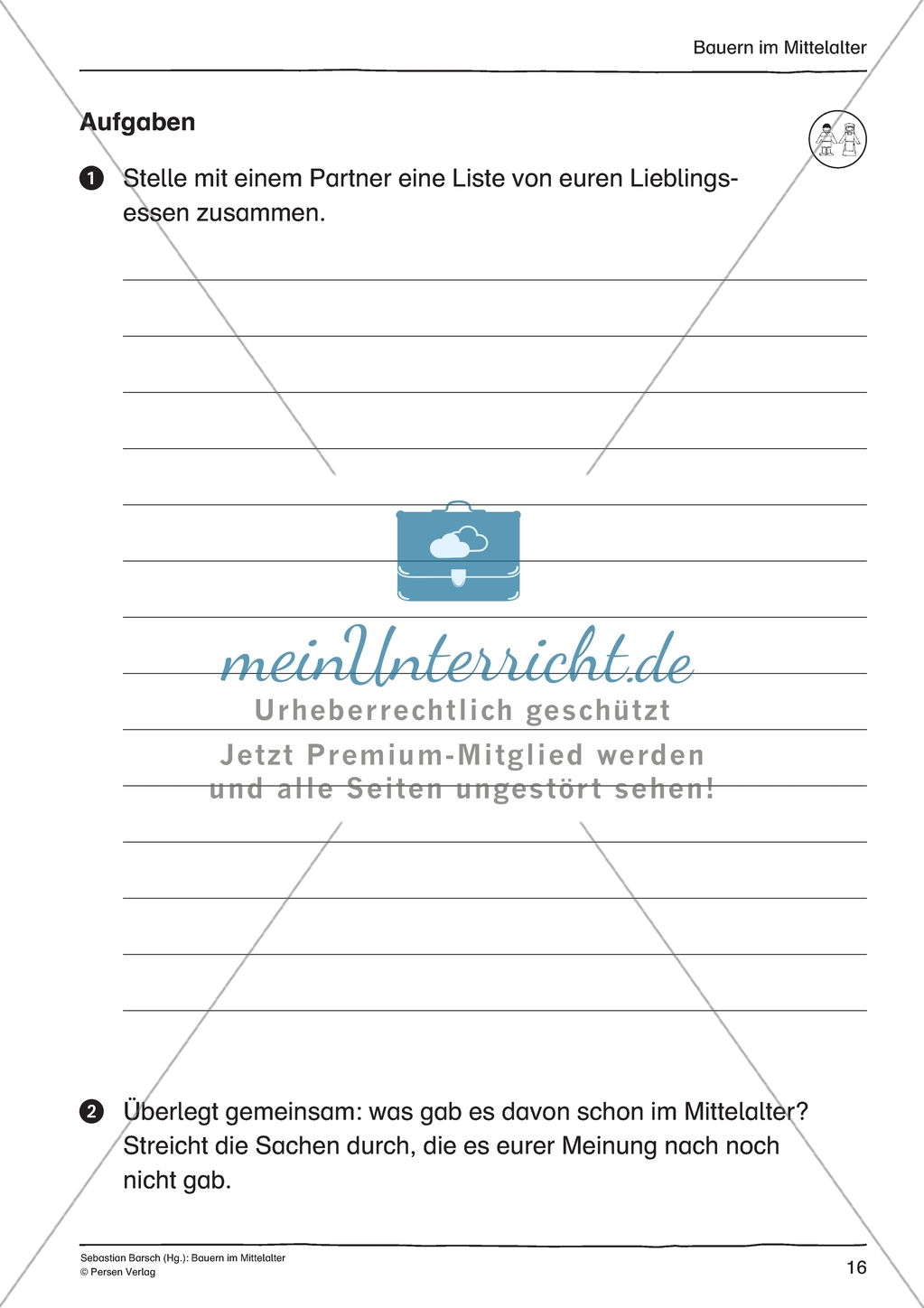 Essen und Trinken im Mittelalter und heute: Arbeitsmaterial mit Lösung Preview 2
