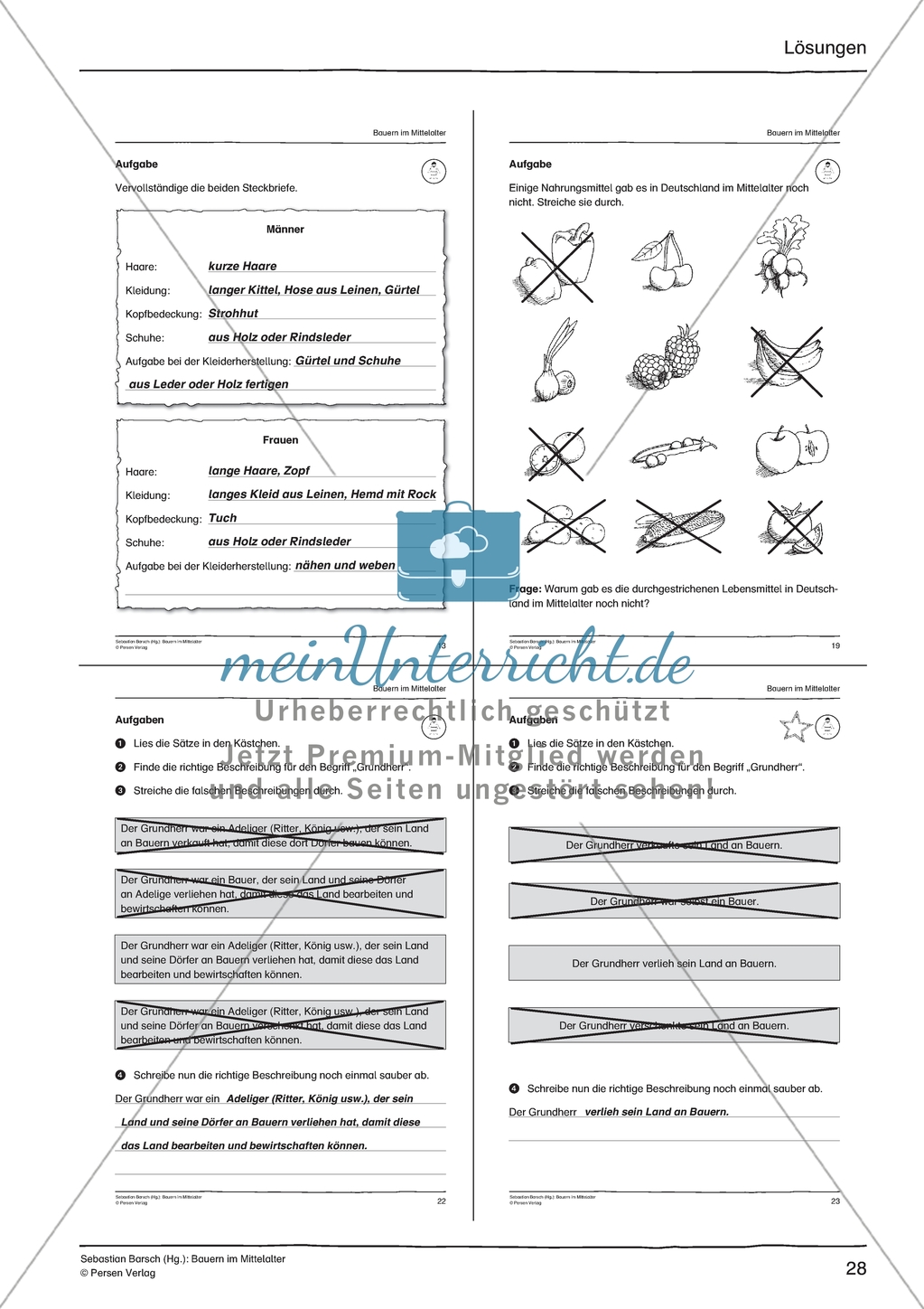 Essen und Trinken im Mittelalter und heute: Arbeitsmaterial mit Lösung Preview 7