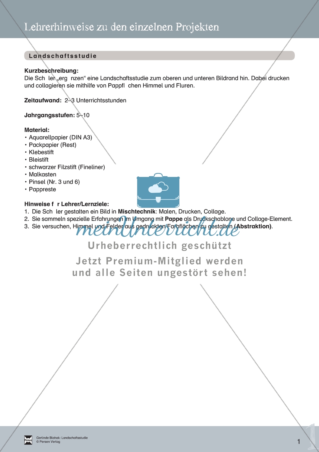 Landschaftsstudie - Landschaften im Kunstunterricht in der Sekundarstufe I: Ein Projekt. Preview 3