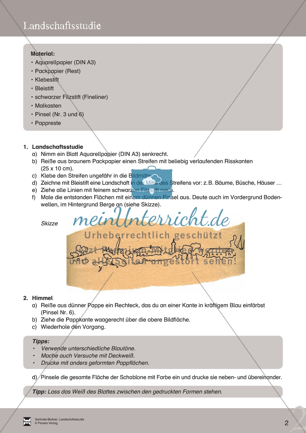 Landschaftsstudie - Landschaften im Kunstunterricht in der Sekundarstufe I: Ein Projekt. Preview 4
