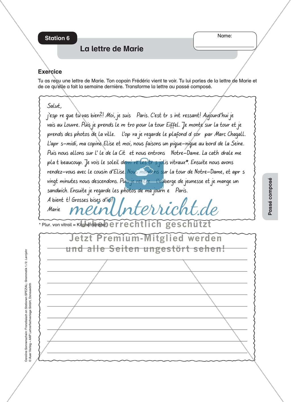 Stationenlernen: passé composé - Stationen 5-6: Aufgaben zur normalen Bildung und derer mit