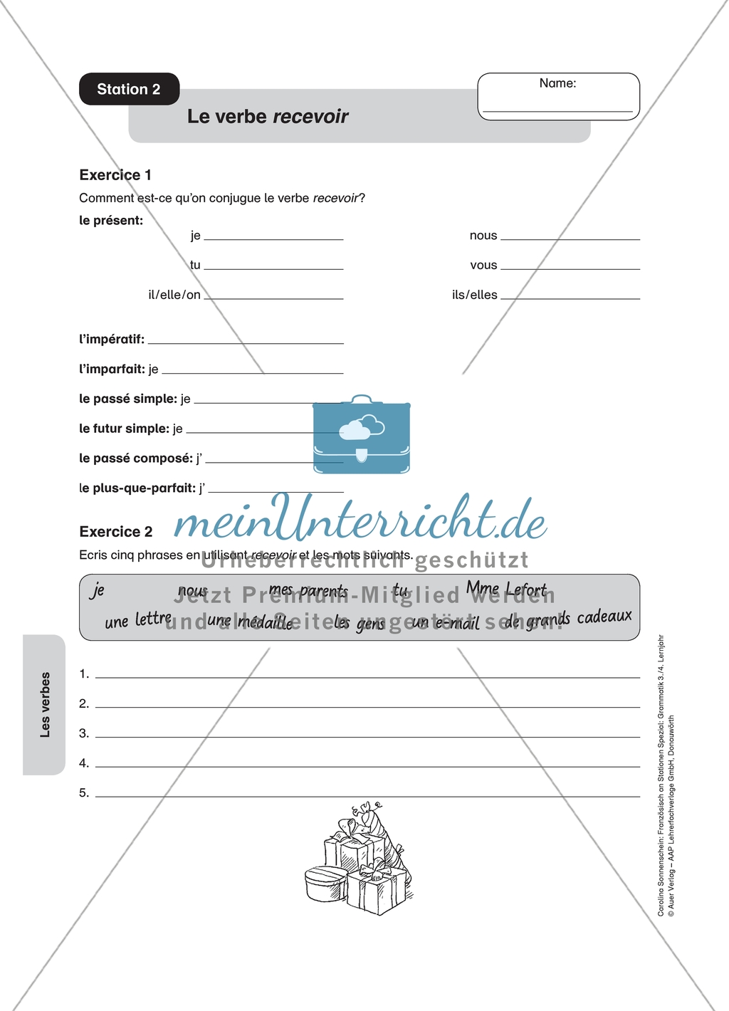 Stationenlernen zu Verben: Station 2 - Das Verb