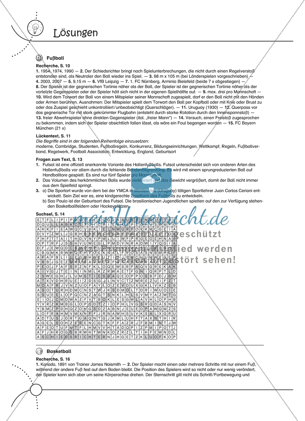 Aufgaben für Turnbeutelvergesser: Ein Quiz zum Thema Basketball vorbereiten und einen Lückentext ausfüllen. Mit Lösungen. Preview 3