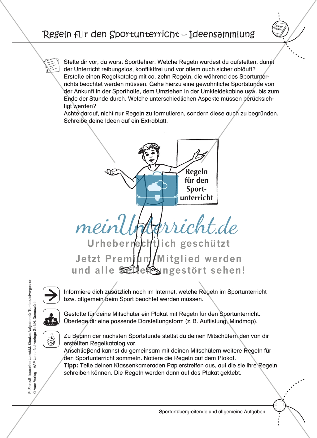 Aufgaben für Turnbeutelvergesser: Regeln für den Sportunterricht erstellen und zur Bedeutung des Sports in Amerika recherchieren. Preview 1