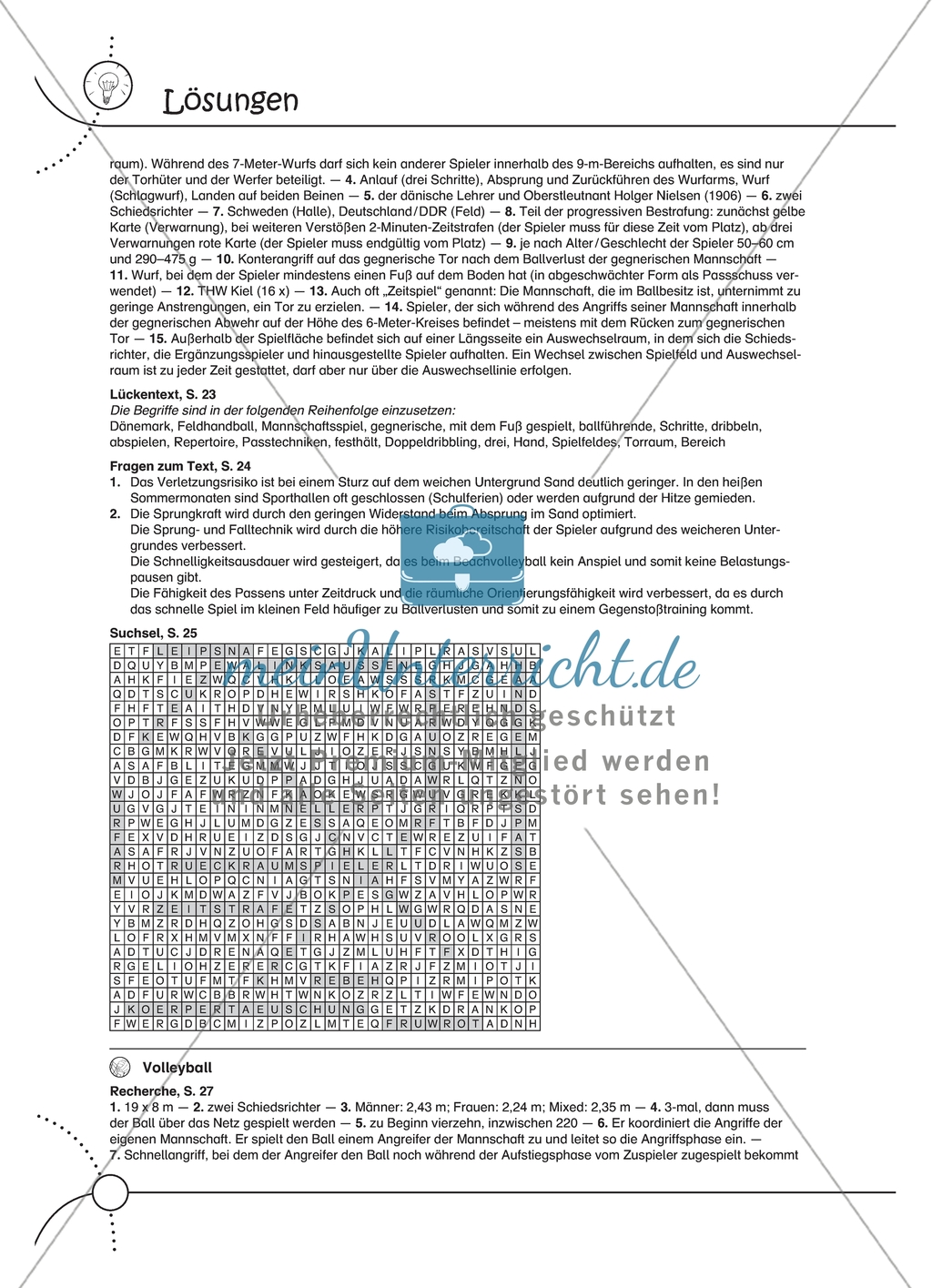 Aufgaben für Turnbeutelvergesser: Ein Quiz zum Thema Volleyball vorbereiten und ein Volleyballspiel analysieren. Mit Lösungen. Preview 3