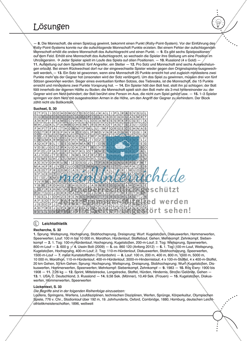 Aufgaben für Turnbeutelvergesser: Ein Quiz zum Thema Volleyball vorbereiten und ein Volleyballspiel analysieren. Mit Lösungen. Preview 4