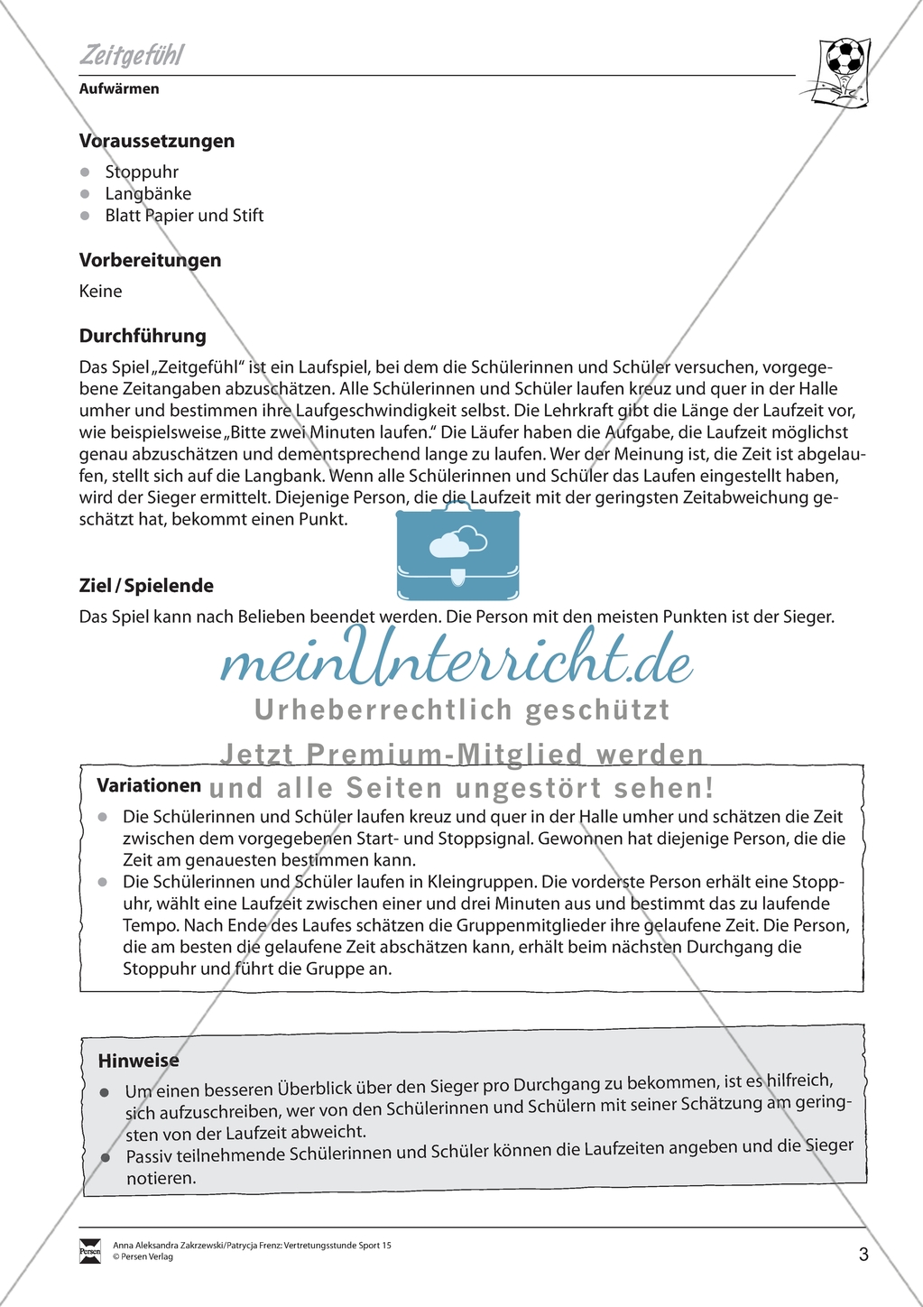 Vertretungsstunde Sport: Drei Fang- und Laufspiele zum Aufwärmen. Mit didaktischen Erläuterungen. Preview 3