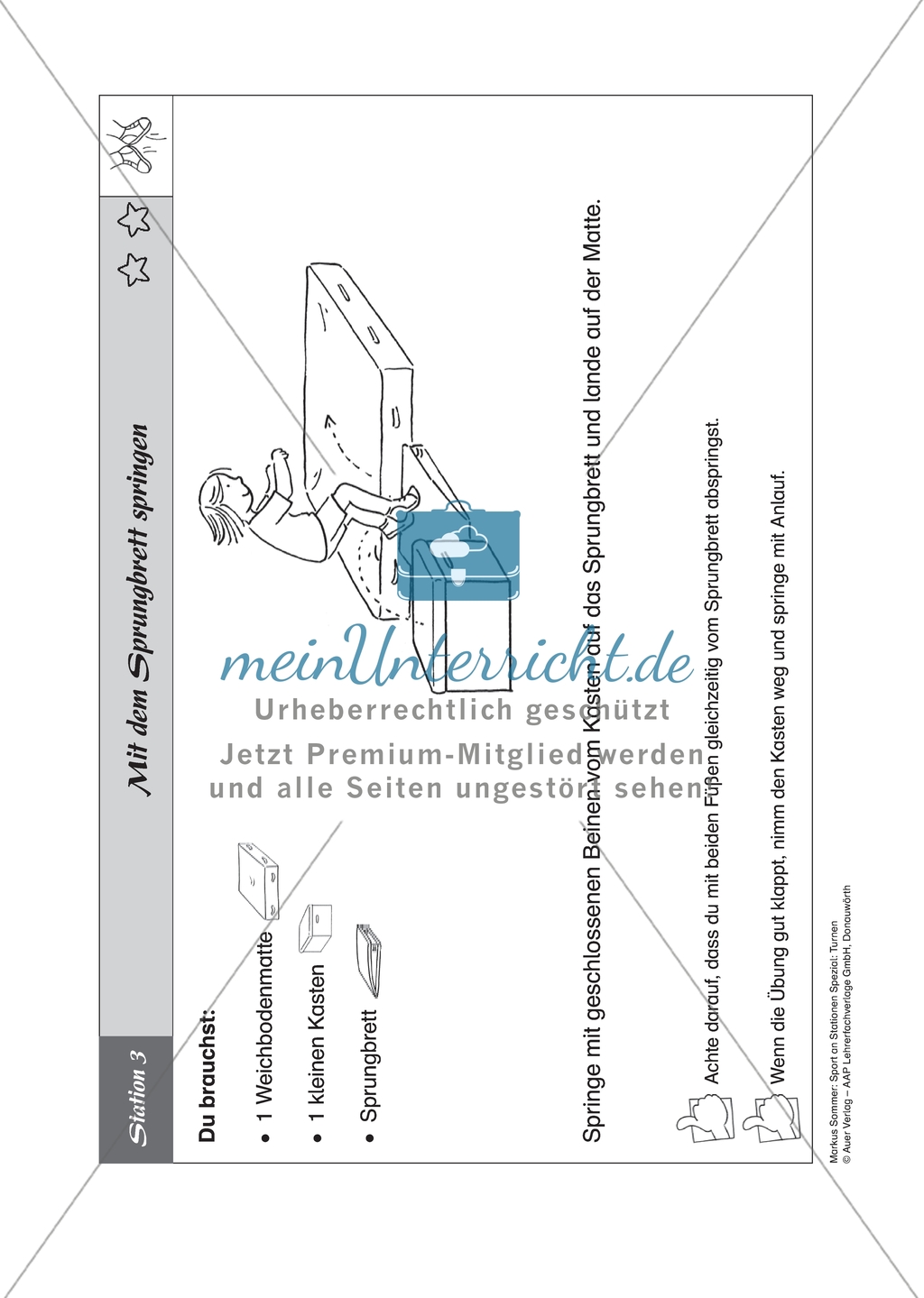 Sport an Stationen: Springen und hüpfen auf Trampolin und Co. (leicht - mittel). Mit Arbeitsblättern. Preview 3