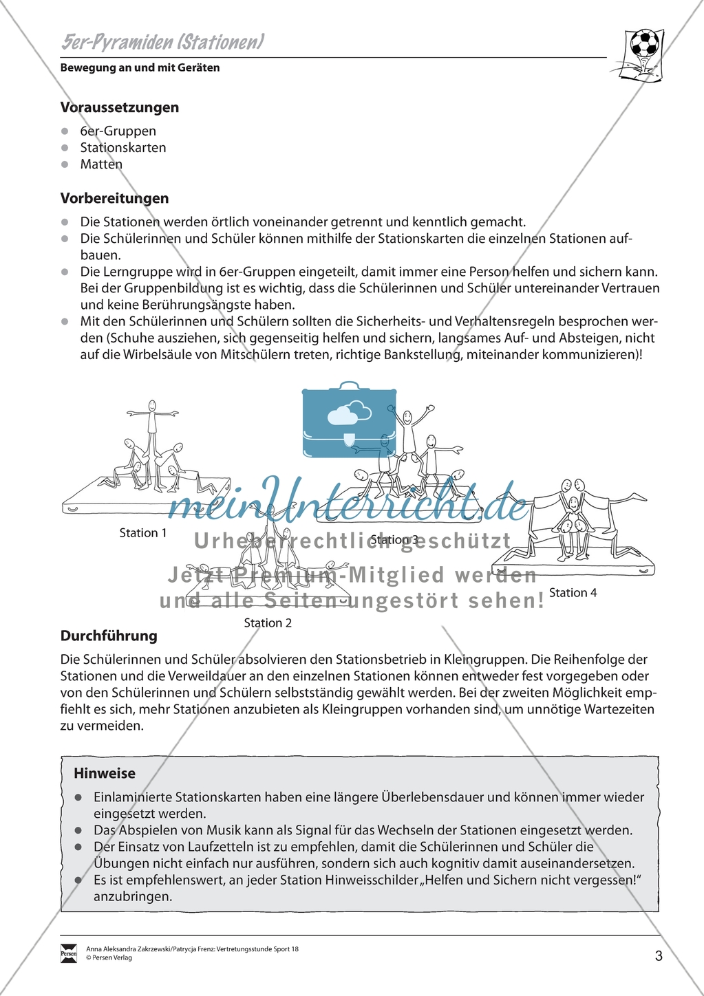 Vertretungsstunde Sport an Stationen: 4er und 5er Pyramiden bauen. Mit didaktischen Erläuterungen. Preview 3