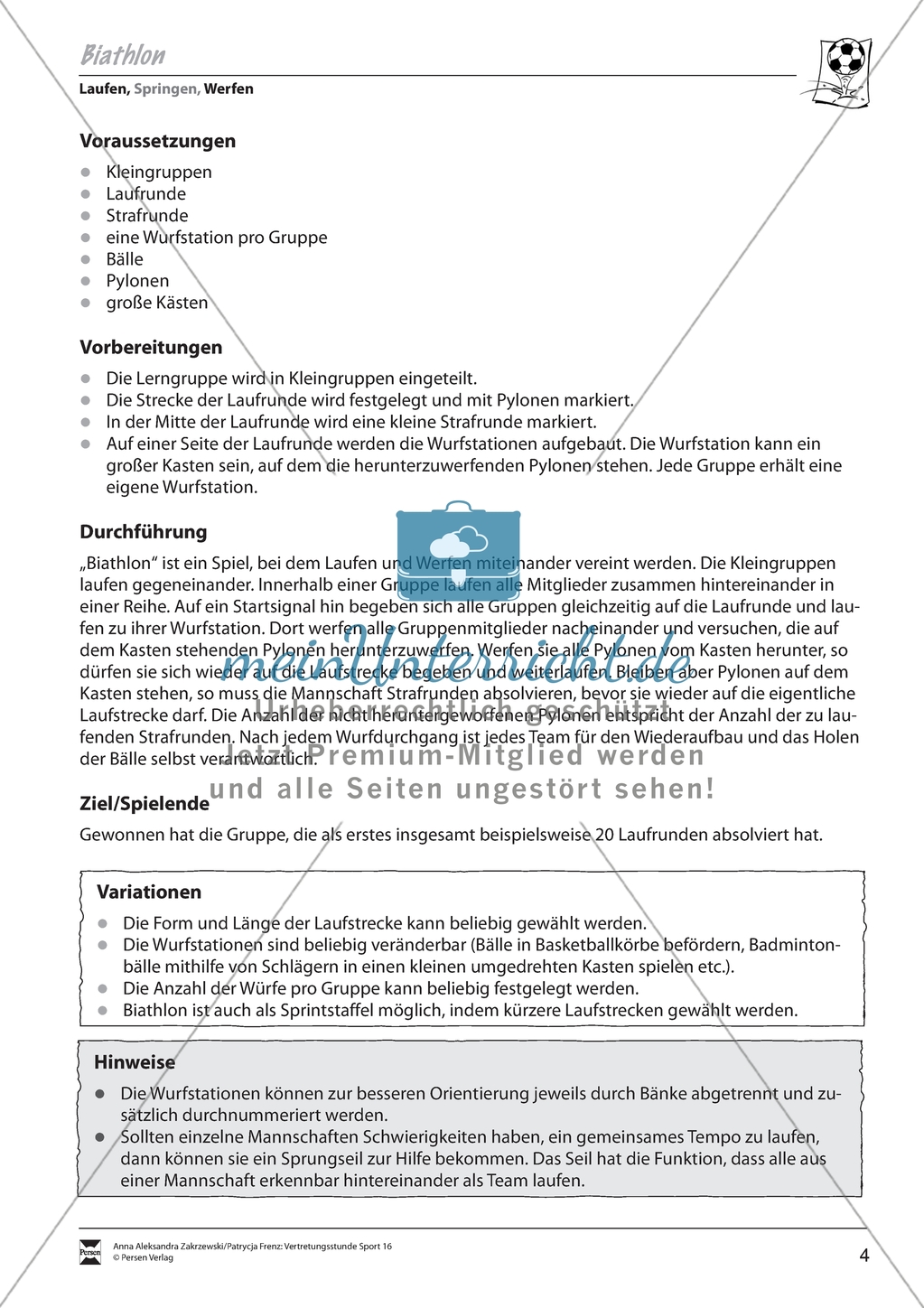 Vertretungsstunde Sport: Übungen und Spiele zum Thema Laufen. Mit didaktischen Erläuterungen. Preview 4