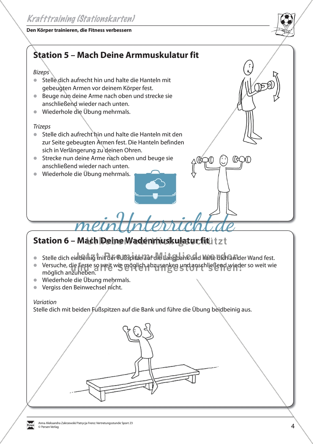 Vertretungsstunde Sport an Stationen: Krafttraining. Mit didaktischen Erläuterungen. Preview 4