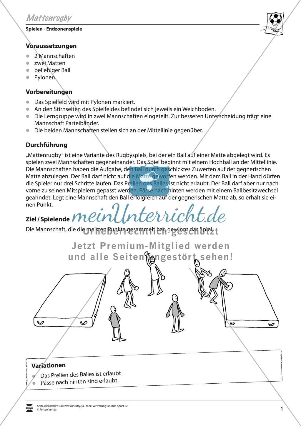 Vertretungsstunde Sport: Ballspiele. Mit didaktischen Erläuterungen. Preview 1