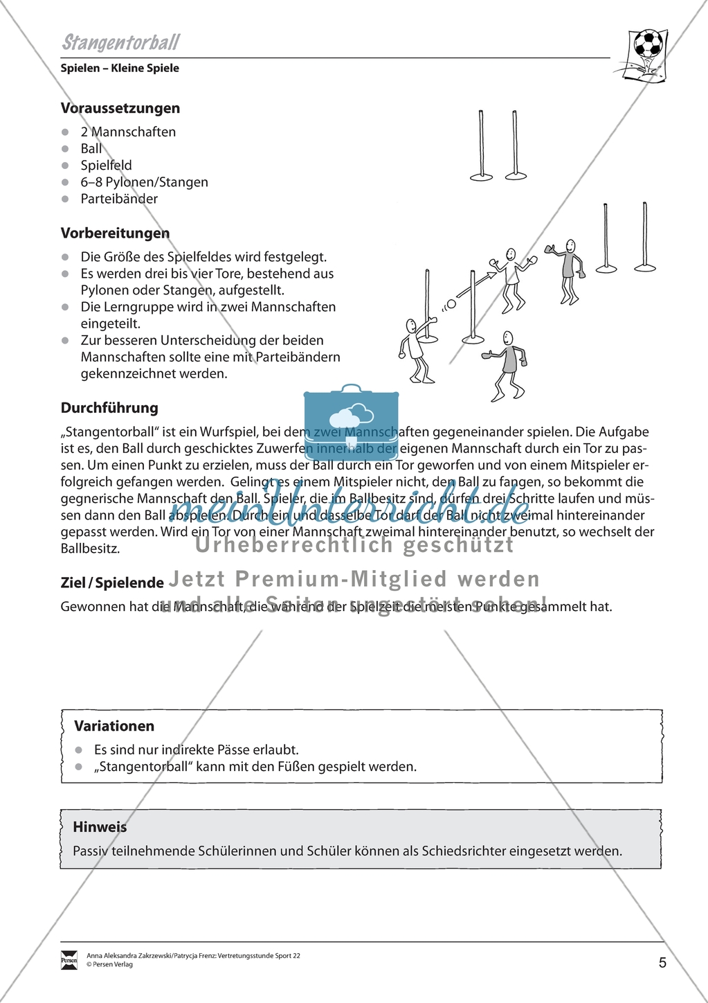 Vertretungsstunde Sport: Ballspiele. Mit didaktischen Erläuterungen. Preview 4