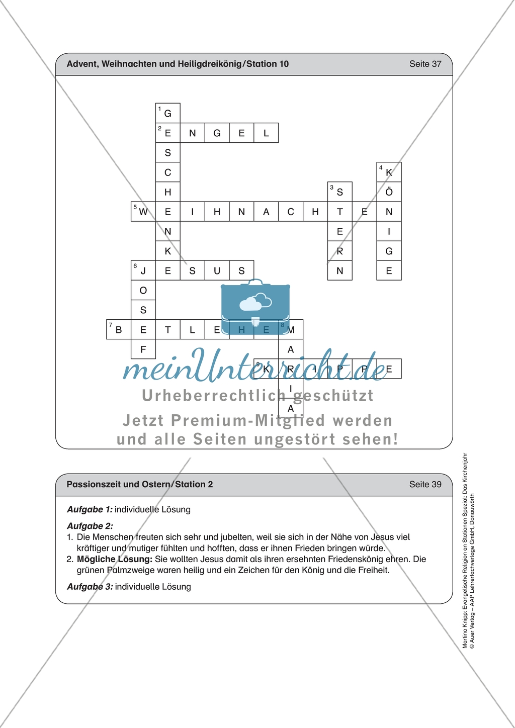 Stationenlernen: Das Kirchenjahr in der Evangelischen Religion - Passionszeit und Ostern + Lösungen Preview 11