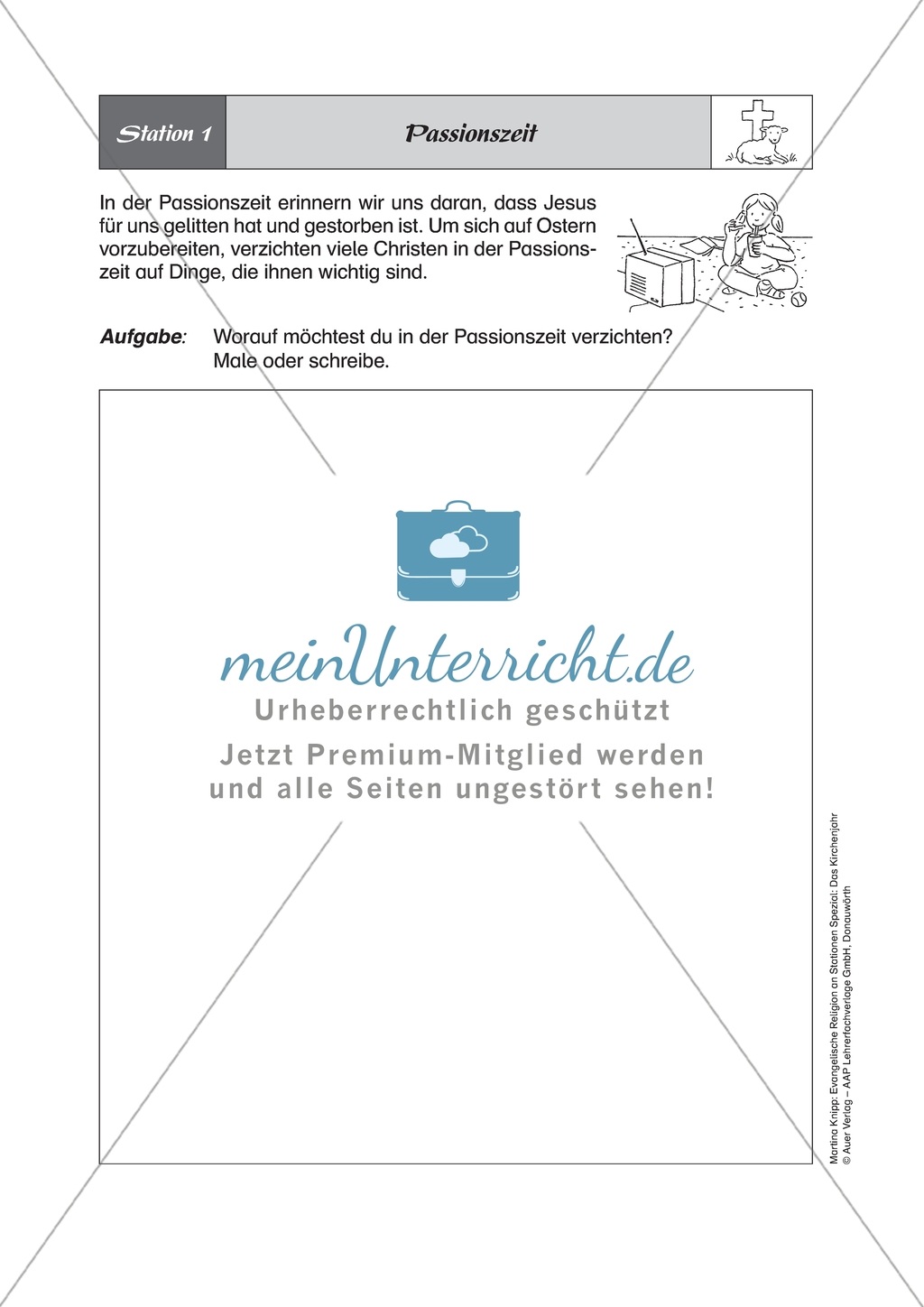 Stationenlernen: Das Kirchenjahr in der Evangelischen Religion - Passionszeit und Ostern + Lösungen Preview 2