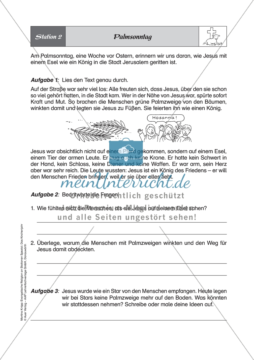 Stationenlernen: Das Kirchenjahr in der Evangelischen Religion - Passionszeit und Ostern + Lösungen Preview 3