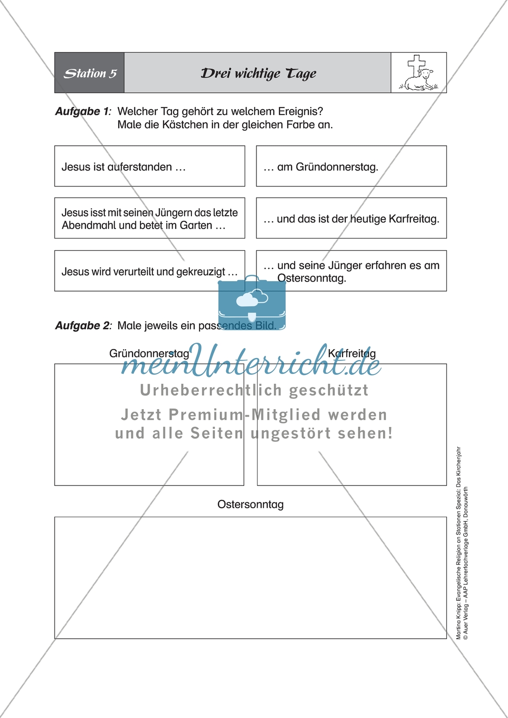 Stationenlernen: Das Kirchenjahr in der Evangelischen Religion - Passionszeit und Ostern + Lösungen Preview 6