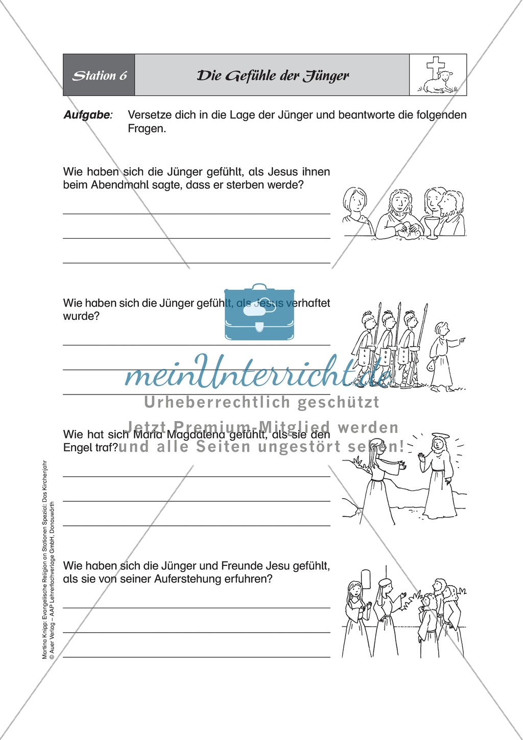 Stationenlernen: Das Kirchenjahr in der Evangelischen Religion - Passionszeit und Ostern + Lösungen Preview 7