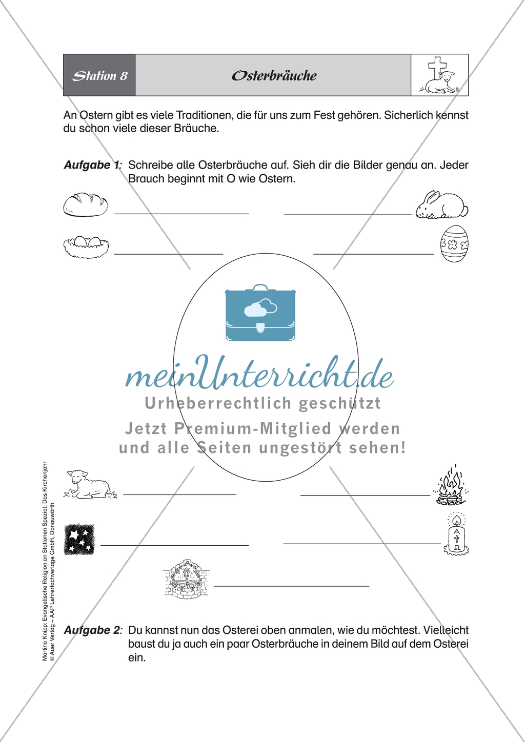 Stationenlernen: Das Kirchenjahr in der Evangelischen Religion - Passionszeit und Ostern + Lösungen Preview 9