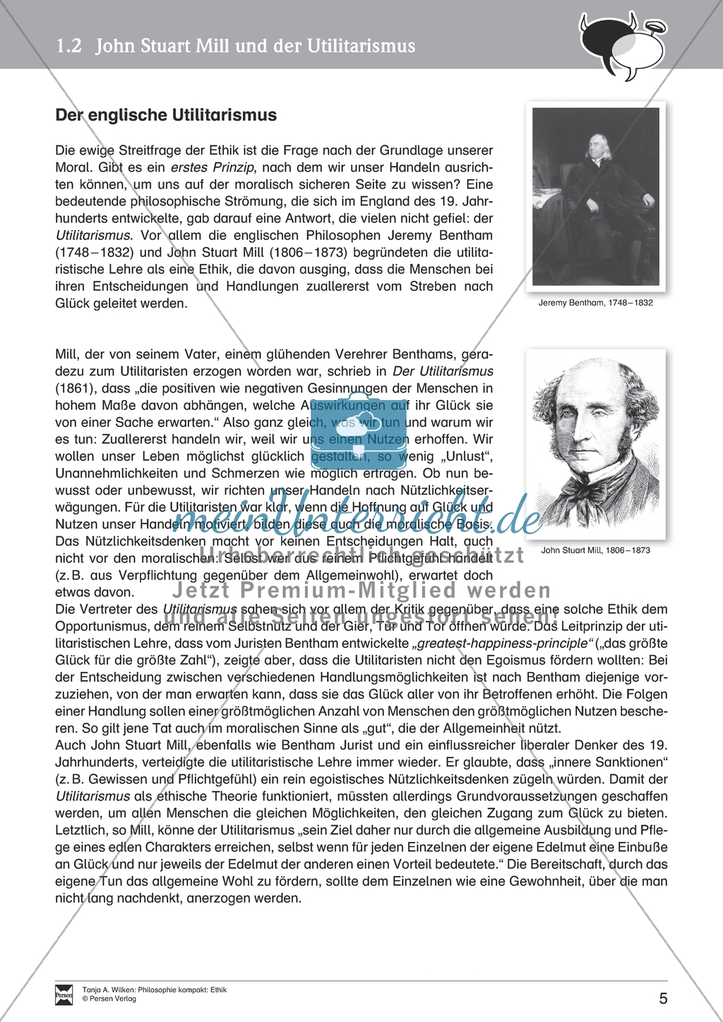 John Stuart Mill und der Utilitarismus. Mit Arbeitsblättern und Lösungen. Preview 1