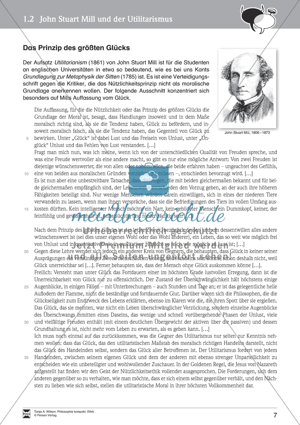 John Stuart Mill und der Utilitarismus. Mit Arbeitsblättern und Lösungen. Preview 3