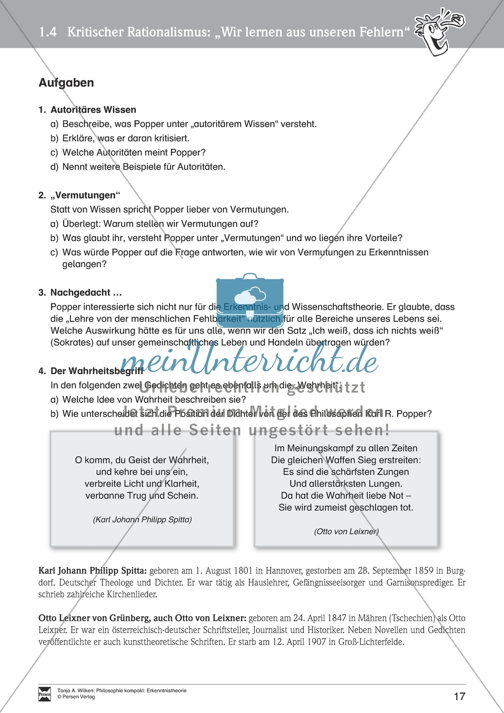 Erkenntnistheorie: Platons Höhlengleichnis. Mit Arbeitsblättern. Preview 5