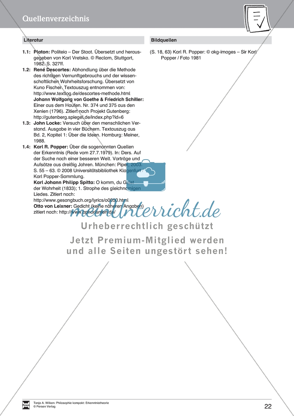 Erkenntnistheorie: Empirismus - John Locke und die weiße Wand. Mit Arbeitsblättern und Lösungen. Preview 7