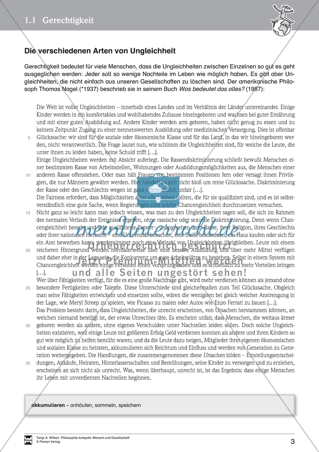 Mensch und Gesellschaft: Einführung in das Verständnis von Gerechtigkeit und Chancengleichheit. Mit Arbeitsblättern und Lösungen. Preview 3