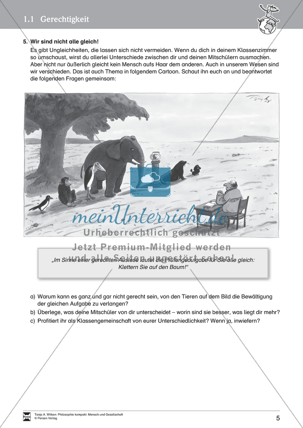 Mensch und Gesellschaft: Einführung in das Verständnis von Gerechtigkeit und Chancengleichheit. Mit Arbeitsblättern und Lösungen. Preview 5