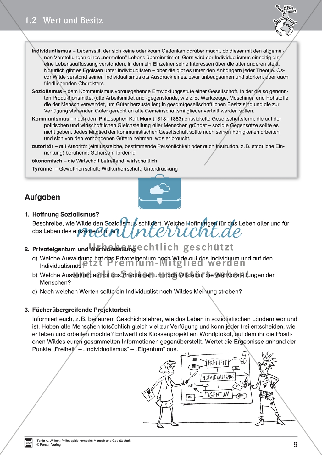 Mensch und Gesellschaft: Einführung in die Bedeutung von Eigentum und individuellen Wertvorstellungen. Mit Arbeitsblättern und Lösungen. Preview 4