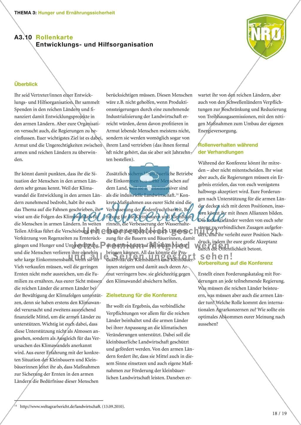 Weltkonferenz zum Thema Klimawandel und Hunger: Arbeitsmaterial Preview 11