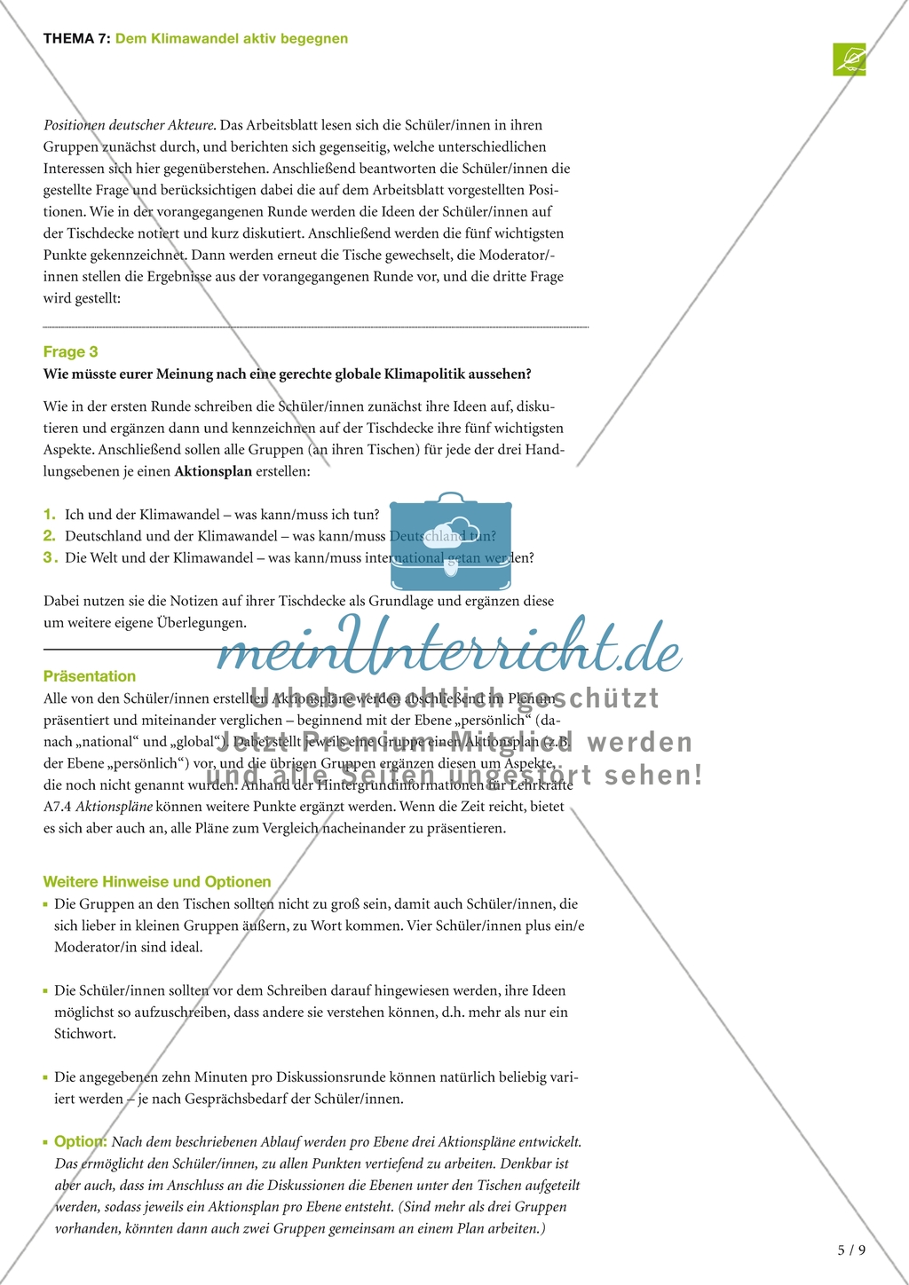 Dem Klimawandel aktiv begegnen: Arbeitsmaterial Preview 3