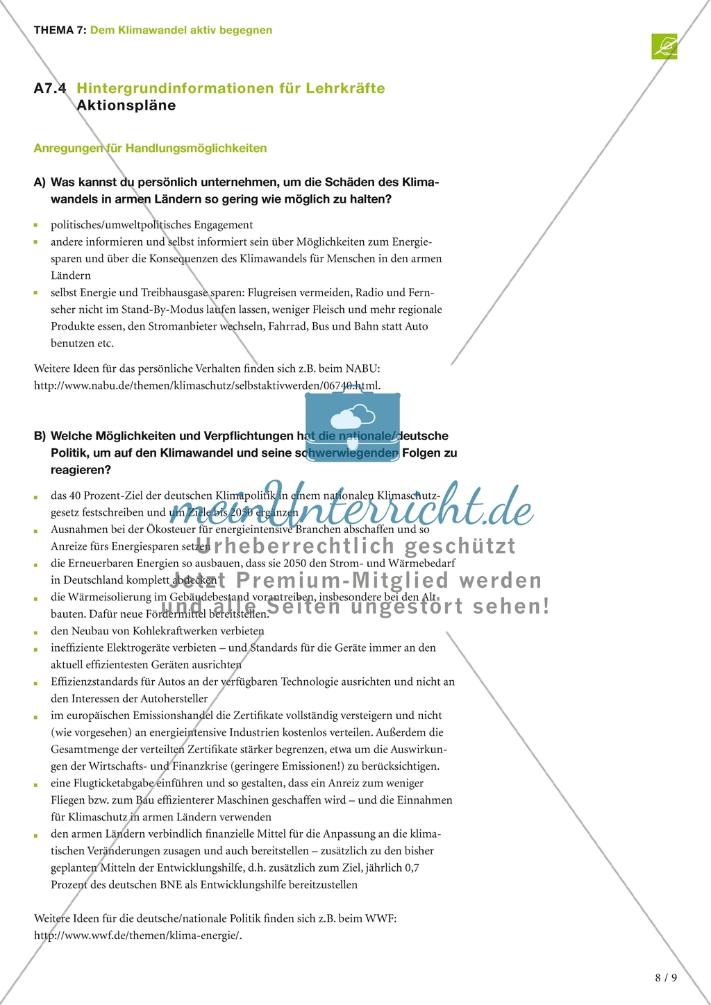 Dem Klimawandel aktiv begegnen: Arbeitsmaterial Preview 6