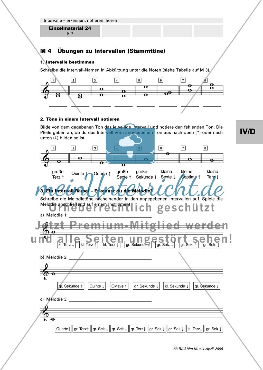 Übungen zu Intervallen (Stammtöne) Preview 1