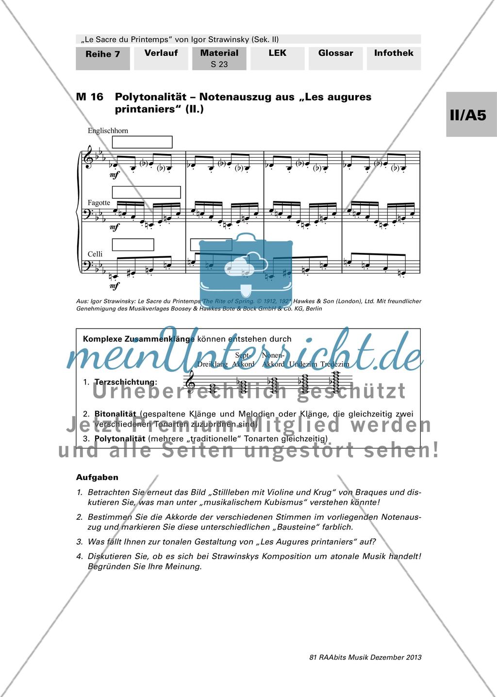 Strawinsky, der musikalische Monteur – das tonale und formale Schablonenprinzip am Beispiel von „Les augures printaniers“ (II) Preview 1