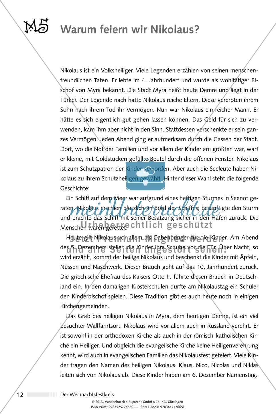 Der Weihnachtsfestkreis: Nikolaus. Arbeitsmaterial Preview 2
