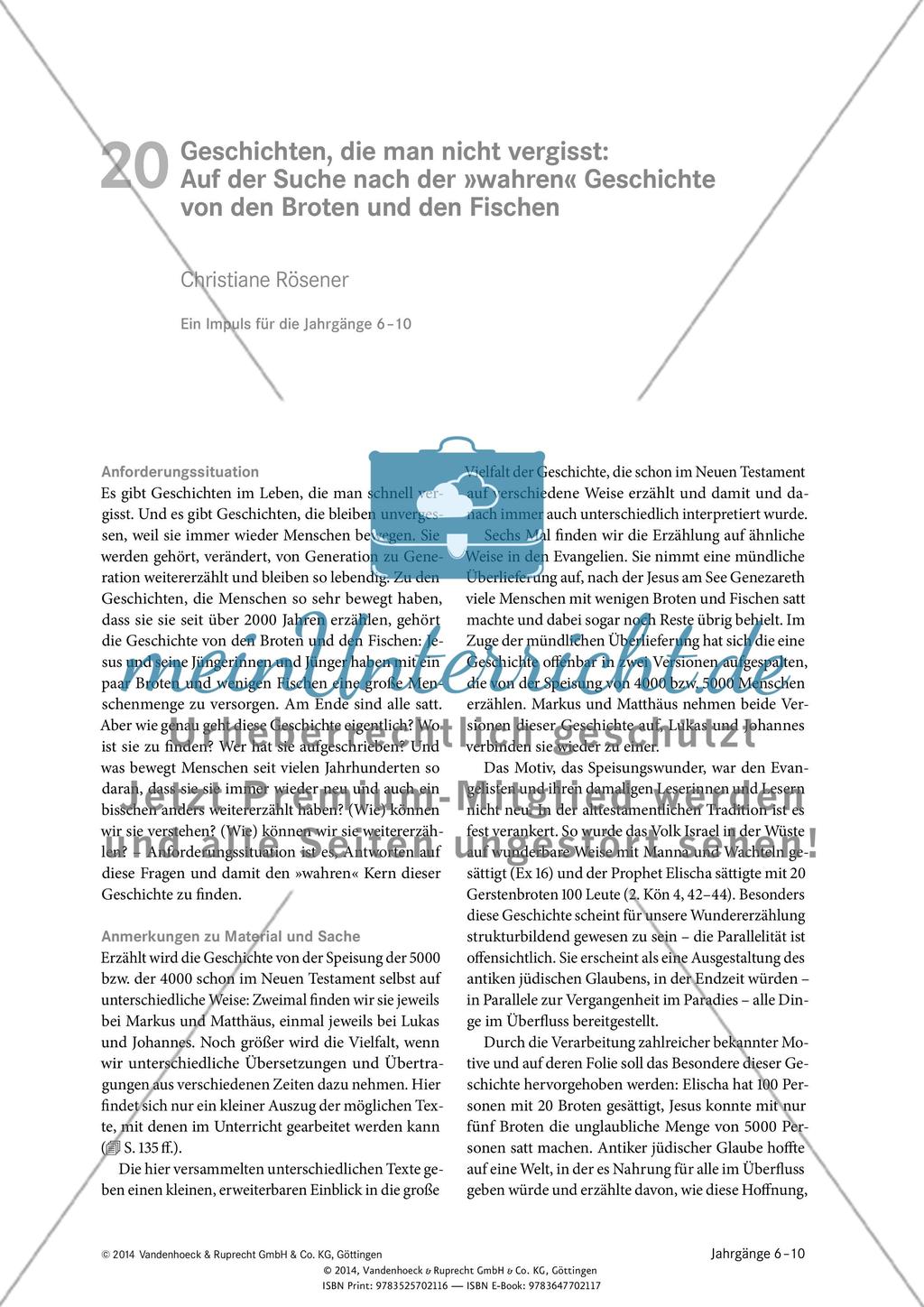 Geschichten, die man nicht vergisst: Auf der Suche nach der »wahren« Geschichte von den Broten und den Fischen Preview 1