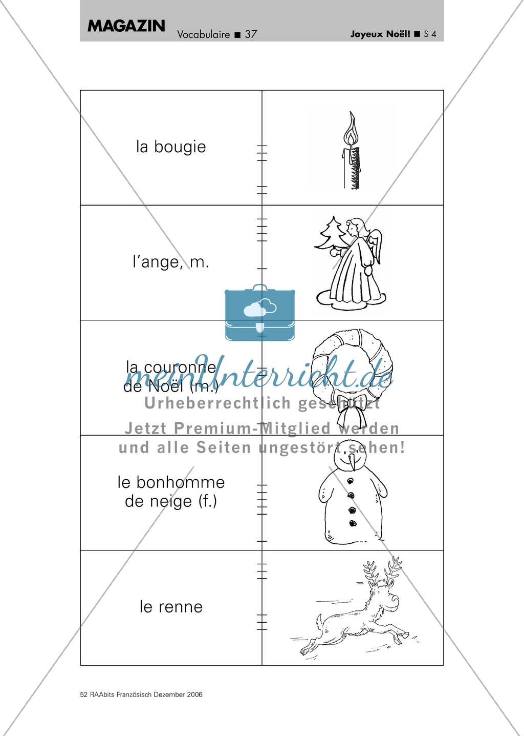 Joyeux Noel - Memorykarten mit Vokabeln und Bildern zum Thema Weihnachten Preview 4