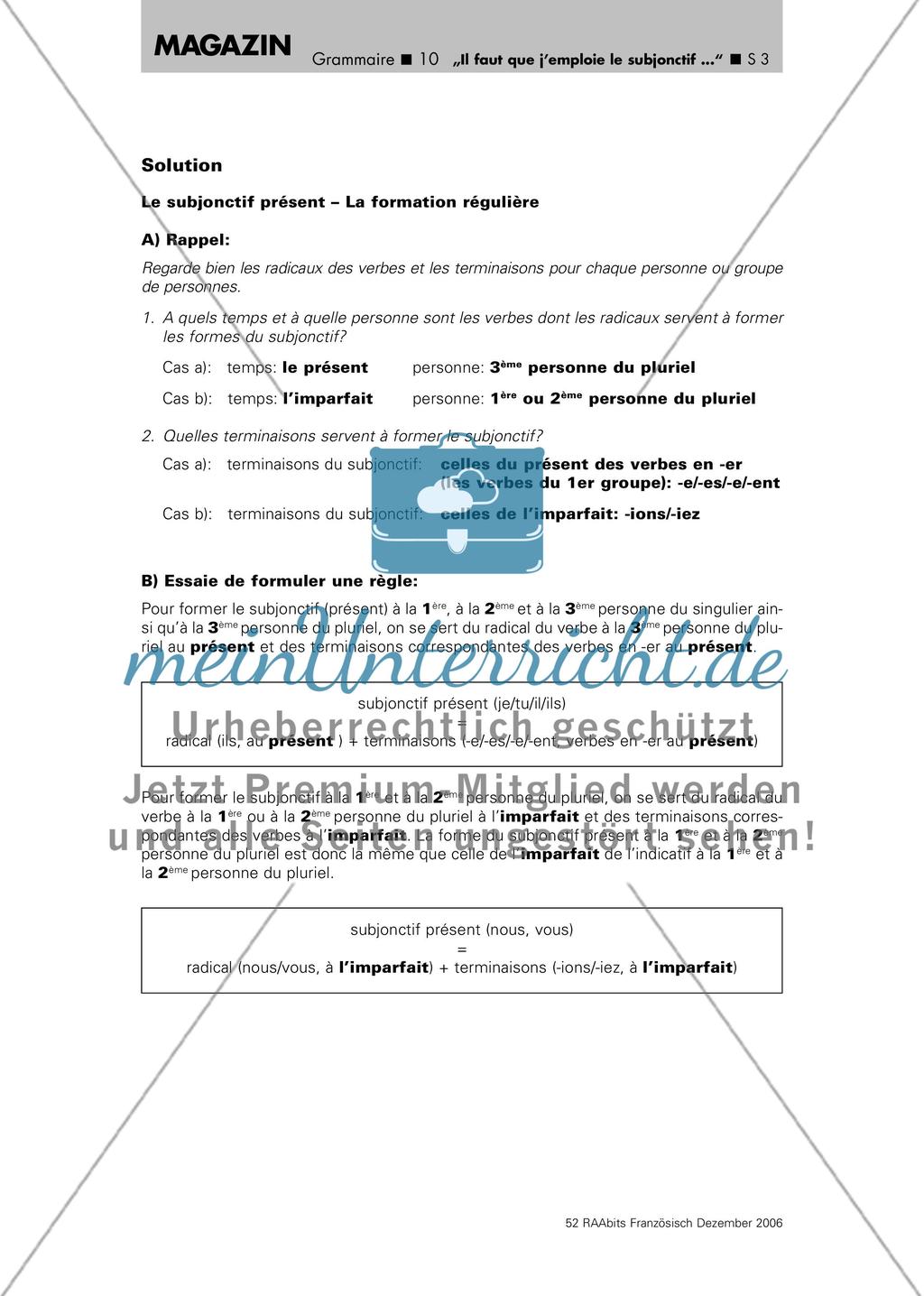 Révisions I: Le subjonctif présent: La formation régulière Preview 2