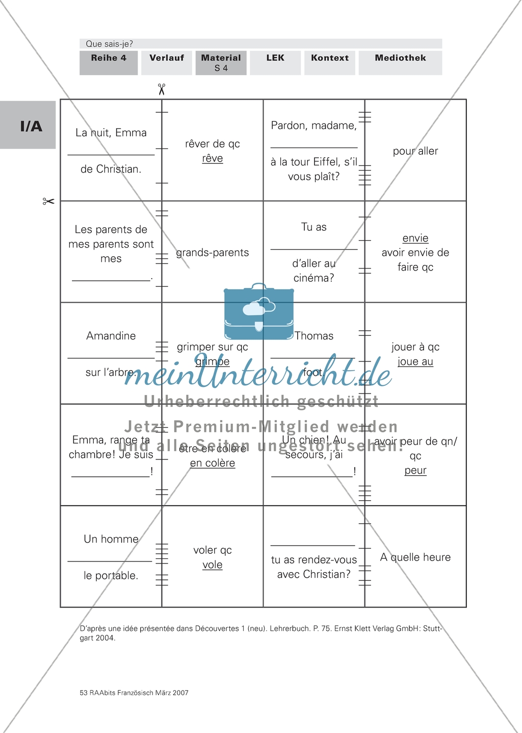 Memory für Lernanfänger - Spielkarten und Anweisungen zur Festigung des Grundwortschatzes und der Konjugation von Verben. Preview 2