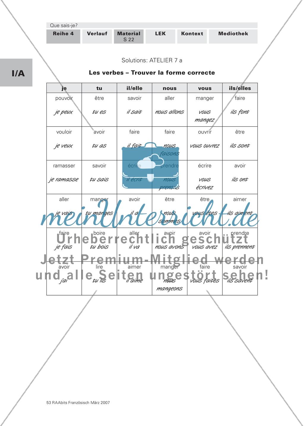 Atelier 7: Les verbes – Trouver la forme correcte / Fiche de révision Preview 2