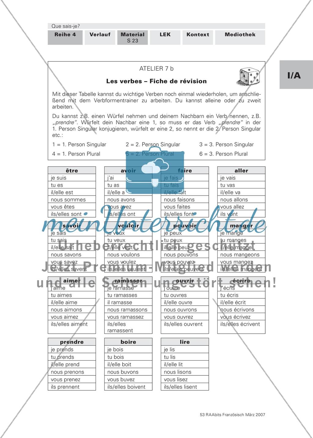 Atelier 7: Les verbes – Trouver la forme correcte / Fiche de révision Preview 3
