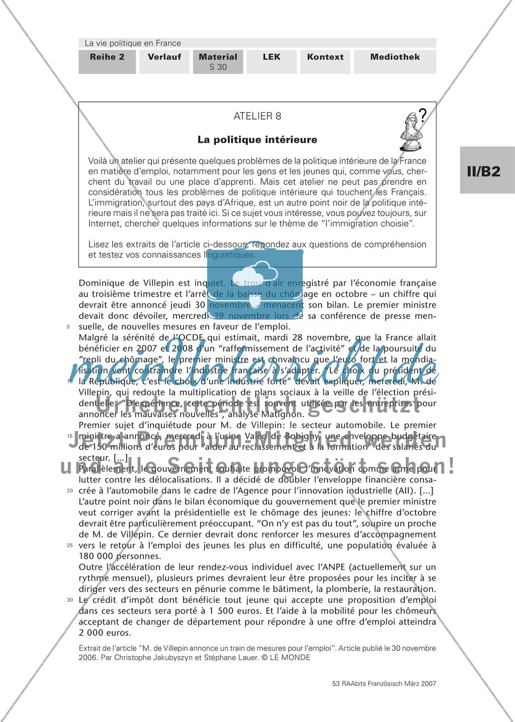 La vie politique en France. Ein landeskundlicher Lernzirkel für die 12. und 13. Jahrgangsstufe Preview 35