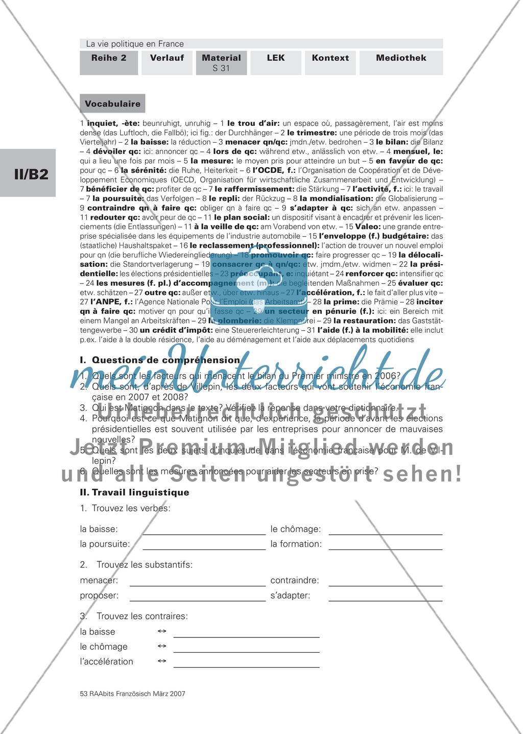 La vie politique en France. Ein landeskundlicher Lernzirkel für die 12. und 13. Jahrgangsstufe Preview 36