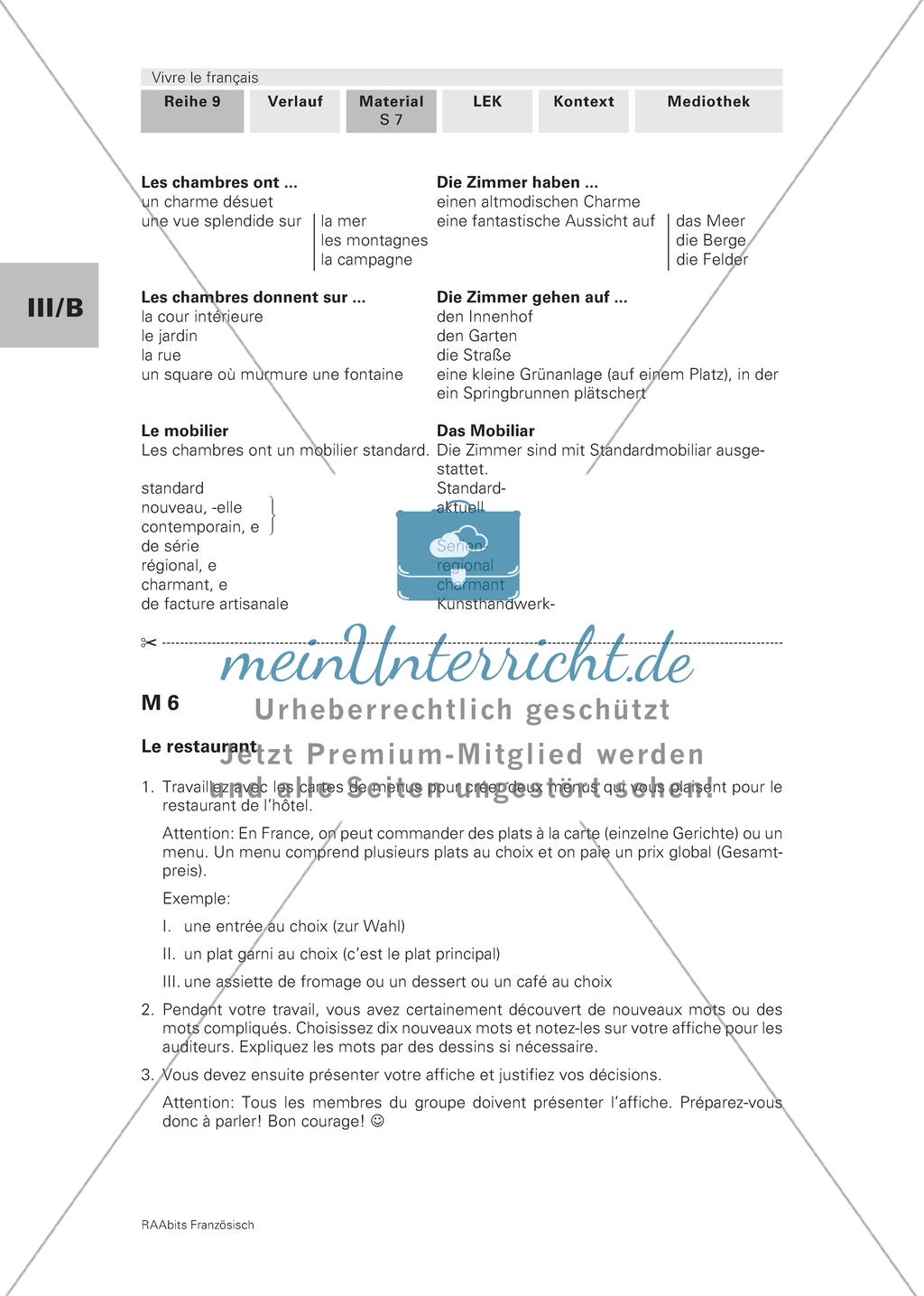 On invente l'hôtel - Arbeitsblatt mit Aufgaben zum Hotelinneren und zum Restaurant und Vokabelliste zur Inneneinrichtung Preview 2
