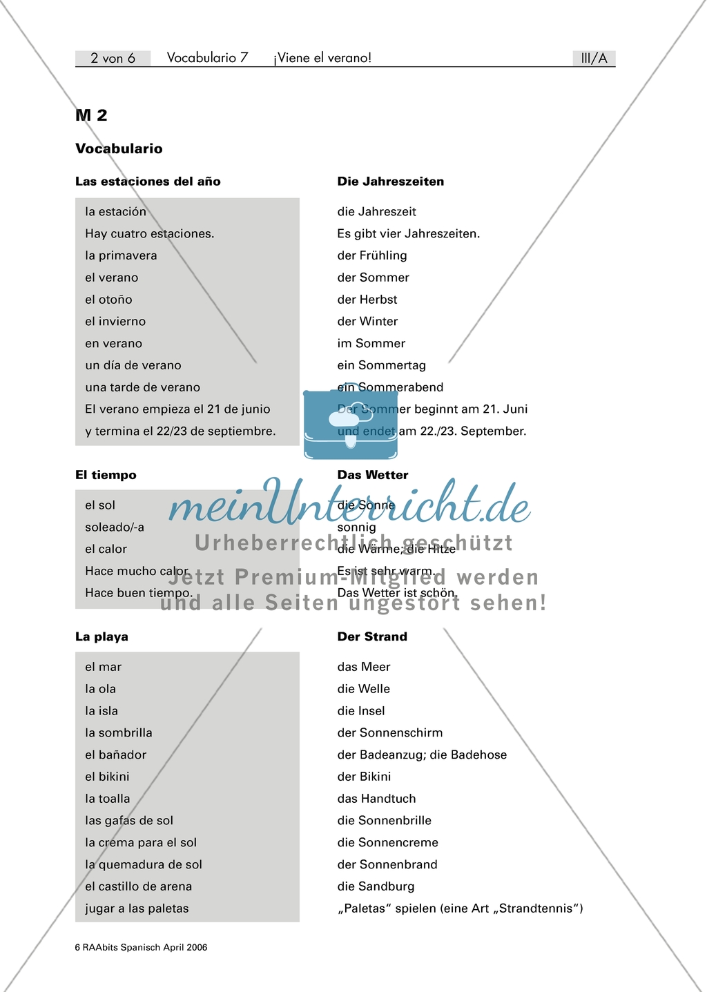 En la playa - verschiedene Situationen auf einem Bild von Personen am Strand beschreiben, mit Vokabelliste und Übungen Preview 1